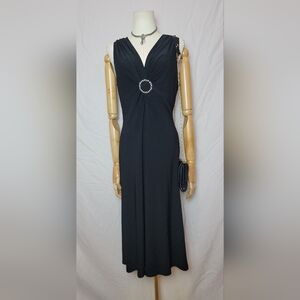 Vintage 1980s Evan Picone Women's Black Midi Dress, Size 4